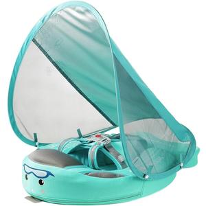 Mambobaby Baby Float with Canopy for PoolInfant Toddler Swim Float for Outdoor, UPF 50+ Sun Protection Solid Pearl-Foam Soft Skin-Friendly Fabric Material Baby Boat Float 3-24 Months