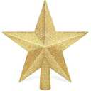 Christmas Tree Star Topper, 8" Gold Xmas Star Tree Decorations, 3D Shatterproof Bethlehem Star Tree Topper Decorations, Waterproof Christmas Tree Topper Decor for Holiday Home Outdoor Ornament