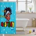Black Boy Shower Curtain For Kids Teens,Cute Black African American Boy Fabric Shower Curtain,Afro Boy Melanin Bathroom Shower Curtain Sets Black Boy Juneteenth Bathroom Accessories 72"Wx72"L
