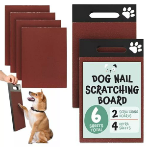 Evergreen Pet Supplies [6 Pads] Scratch Pad for Dogs - 2-Sided Medium & Coarse Sandpaper Dog Scratch Pad for Nails w/Extra Sheets
