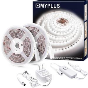 MYPLUS 32.8 FT White Strip Lights, Dimmable LED Tape Light 6500K Bright Daylight White, Flexible Under Cabinet Lights with 600 LEDs and UL Listed Safety Power Supply for Room,Kitchen and dcor