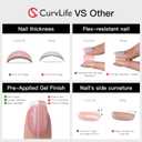 CurvLife Soft Gel Press On Nails Square, Long-Lasting 30Pcs Reusable Stick On Fake Nails Kit with Glue Tabs, Glossy Salon-Style Manicure for Women Teens Beginners, At-Home (Nude Whisper)