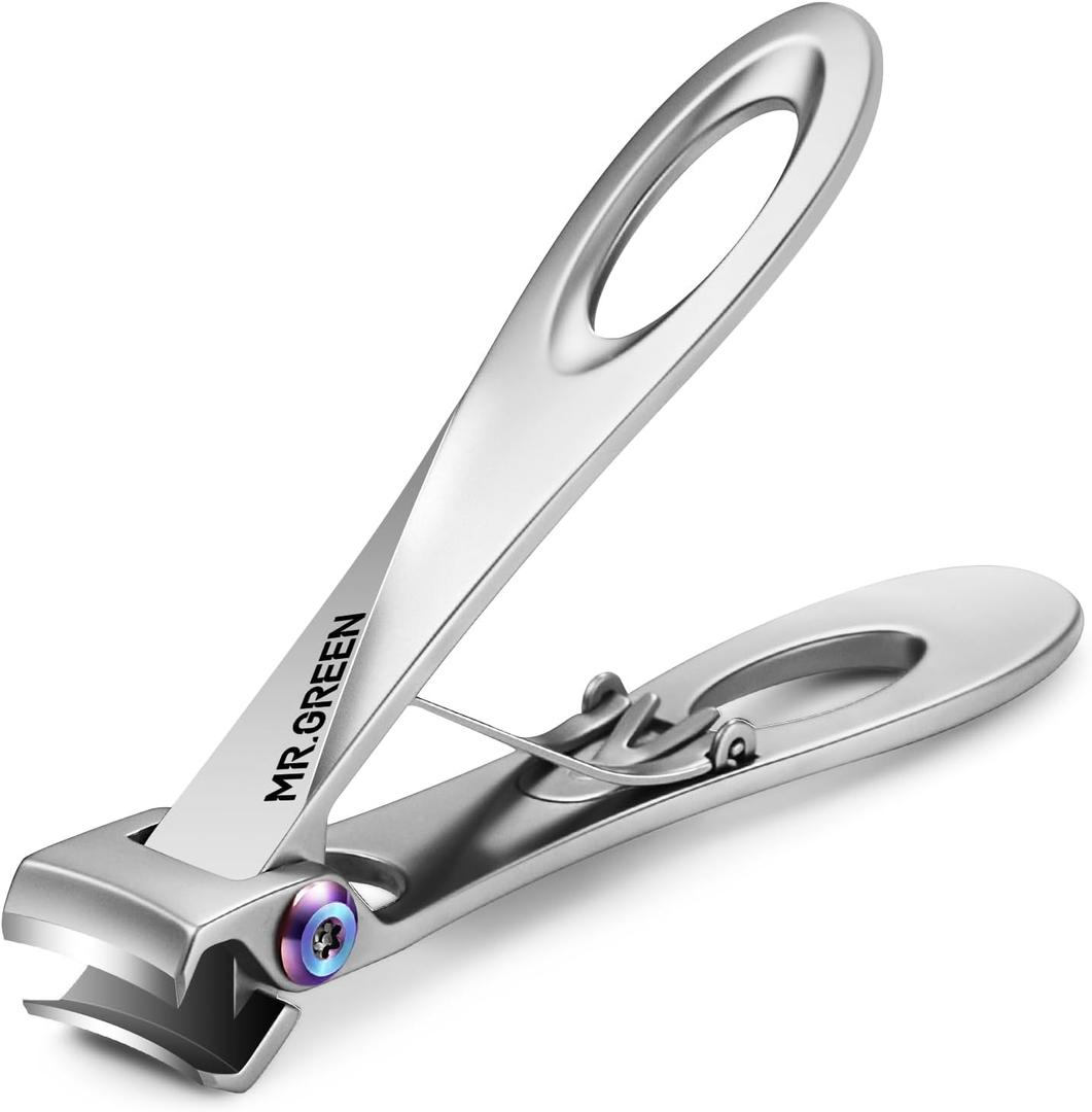 MR.GREEN Nail Clippers Wide Jaw Opening Stainless Steel Fingernail Clipper Thick Hard Toenail Cutter Manicure Scissors Tools (Nail Clipper (Large))