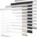 Cordless Zebra Blinds for Windows, Free-Stop Pull Down Roller Window Shades with Valance, Light Filtering Dual Layers Sheer Shades for Home and Office, White, 55" W x 72" H