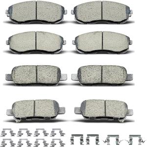 D815A D905 8pcs Front Rear Ceramic Brake Pads Sets With Clips Fit For 2003-2005 Nissan 350Z,Infiniti G35,For 2002-2013 Altima,For 2007-2019 Sentra,For 2011-2017 Nissan Juke