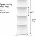 5-Tier Wall Mounted Floating Shelf, 12mm Thick White PVC Closed-Top Shelf, Screw Embedded Drilling Installation, Narrow Vertical Storage Organizer for Bathroom Kitchen Living Room Bedroom, 31.5 x 7.9 x 7.1 in - Extra-Thick Board