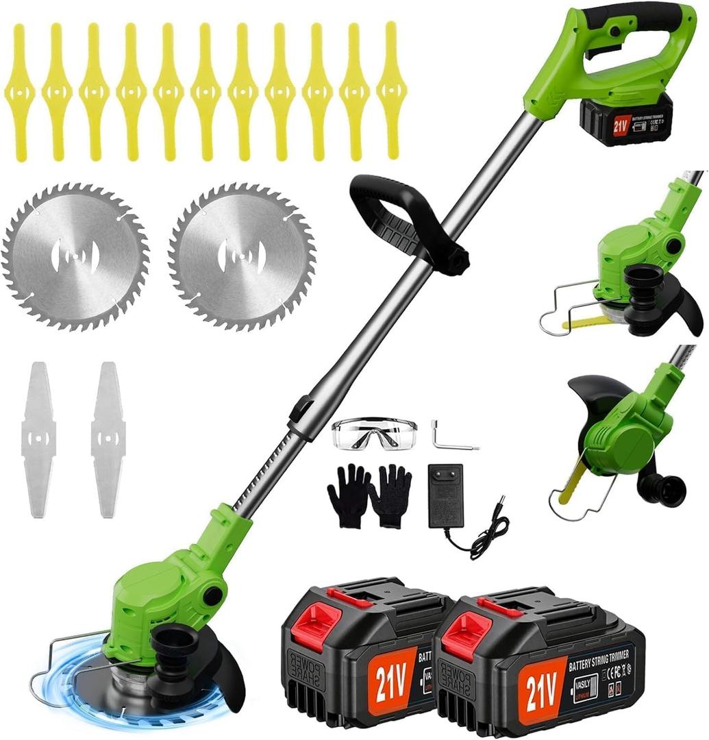 Cordless Weed Wacker, 21V Electric Weed Eater Battery Powered, 34-48 inches