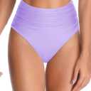 Tempt Me Women High Waisted Bikini Bottom Full Coverage Swimsuit Bottom (Large, Purple)