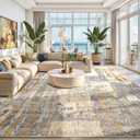 Toneed Abstract Area Rug Modern Washable Rug Soft Non Slip Rug Low Pile for Bedroom Living Room Dining Room Camel 6x9 Feet