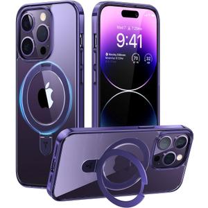 TORRAS Magnetic Ostand for iPhone 14 Pro Max Case [Military Grade Drop Tested & Compatible with MagSafe & Built in Kickstand] Translucent Slim Protective Anti-Fingerprint 6.7" 2022, Lilac Purple