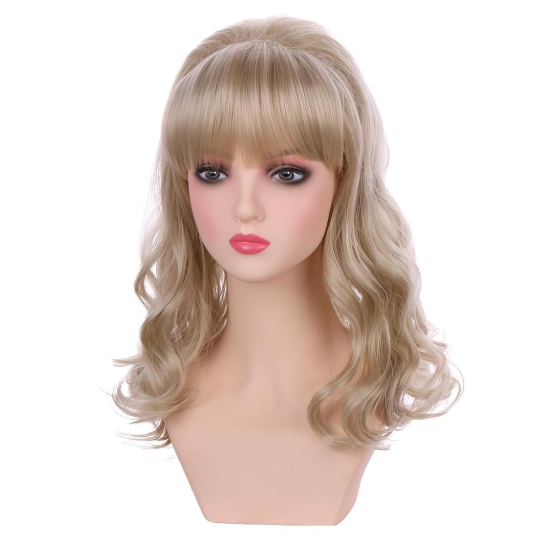 Child Blonde Wig Kids Long Light Blonde Wavy Curly Wig Girls Blonde Wigs with Bangs Synthetic Hair Include Wigs Cap