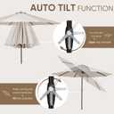 Tempera Patio Market Outdoor Table Umbrella with Auto Tilt and Crank, Large Sun Umbrella with Sturdy Pole & Fade Resistant Canopy, Easy to Set