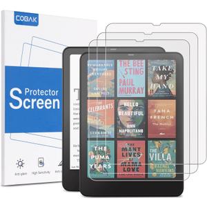 CoBak 3 Pack Anti-Glare Matte Screen Protector for 7" Kindle Paperwhite 12th Gen 2024 & Colorsoft Signature Edition,for Kobo Aura 2,for Boox 7" e-Book Reader - High Clarity, Fingerprint Resistant - Fine-Grit Texture PET Film