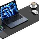 TopMade Mouse Pad with 15W Fast Wireless Charging, 35.43"x15.75" XXXL Large Gaming Waterproof Desk Pad with Ultra-Smooth Surface, Non-Slip Base, Classic Black Computer Desk Mat for MacBook, PC, Laptop