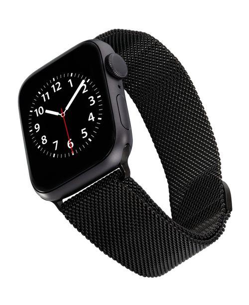 Black Stainless Steel Mesh Band designed for Apple Watch 42mm (Series 1-3 only) & 44/45/46/49mm (Ultra & Ultra 2) - Black