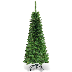 4.5ft Pre-Lit Artificial Pencil Christmas Tree, 150 Warm White LED Lights, 226 PVC Branch Tips, Quick Setup, Hinged Xmas Tree for Home Office Carnival Festival Decoration,
CM22070