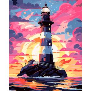 5 x QUITEDEW Paint by Numbers Kit for Adults,Adults' Paint by Numbe Kits Colorful Painting,DIY Lighthouse Oil Painting Gifts for Home Wall 16x20 Inch