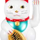 Chunful 6 Inch Lucky Cat Waving Arm Maneki Neko Lucky Beckoning Feng Shui Wealth Cat for Welcoming Fortune Wealth Prosperity Decoration, Battery Not Included(White Color)