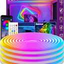 16.4Ft Neon Rope Lights, Flexible Led Rope Lights Control with App/Remote, Multiple Modes Rope Light,IP65 Outdoor RGB Led Neon Lights Waterproof, Music Sync Gaming Led Neon Light Strip for Bedroom Decor