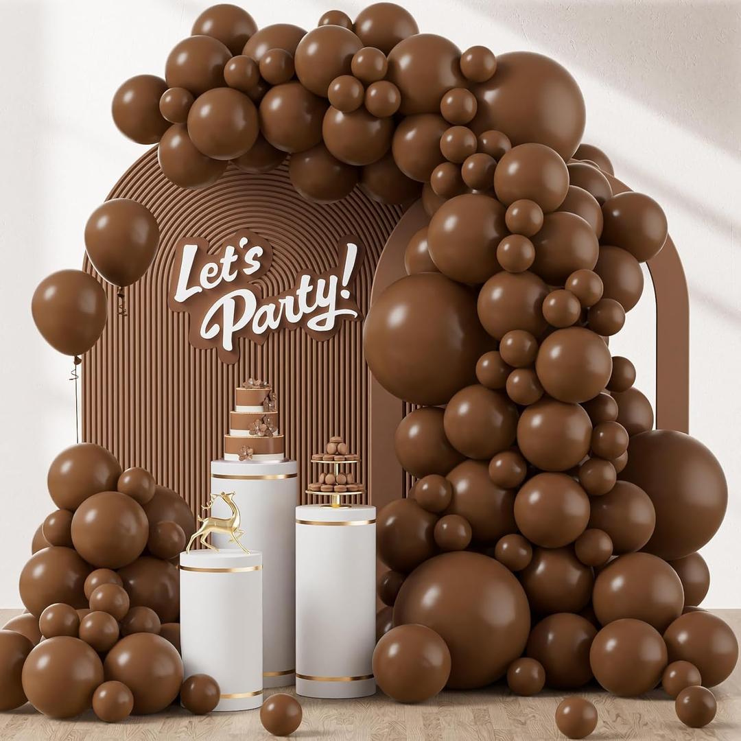 120pcs Dark Brown Balloons, 18 12 10 5 inch Boho Latex Balloons Different Sizes Dark Brown Balloon Arch Kit for Birthday Baby Shower Wedding Anniversary Party Decorations