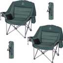 Nice C Camping Chairs, Oversized XL Padded Camping Chair, Outdoor Chair, Lawn Chairs, Lounge Chair, Wide&Thick, Heavy Duty 400lb, Carry Bag, Cupholder & Cooler (Two Green)