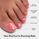 Glamnetic Press On Toenails - Natural, Glazed Fake Nails 32 Pc Full Kit | Sun-kissed coral press on toenails for women. Vibrant summer glue-on set. Waterproof, chip-resistant, up to 2 weeks wear