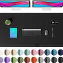 Aothia Faux Leather Desk Mat  Large Mouse Pad, Non-Slip PU Leather Blotter, Waterproof Writing Surface for Office and Home (Black, 47.2" x 23.6")