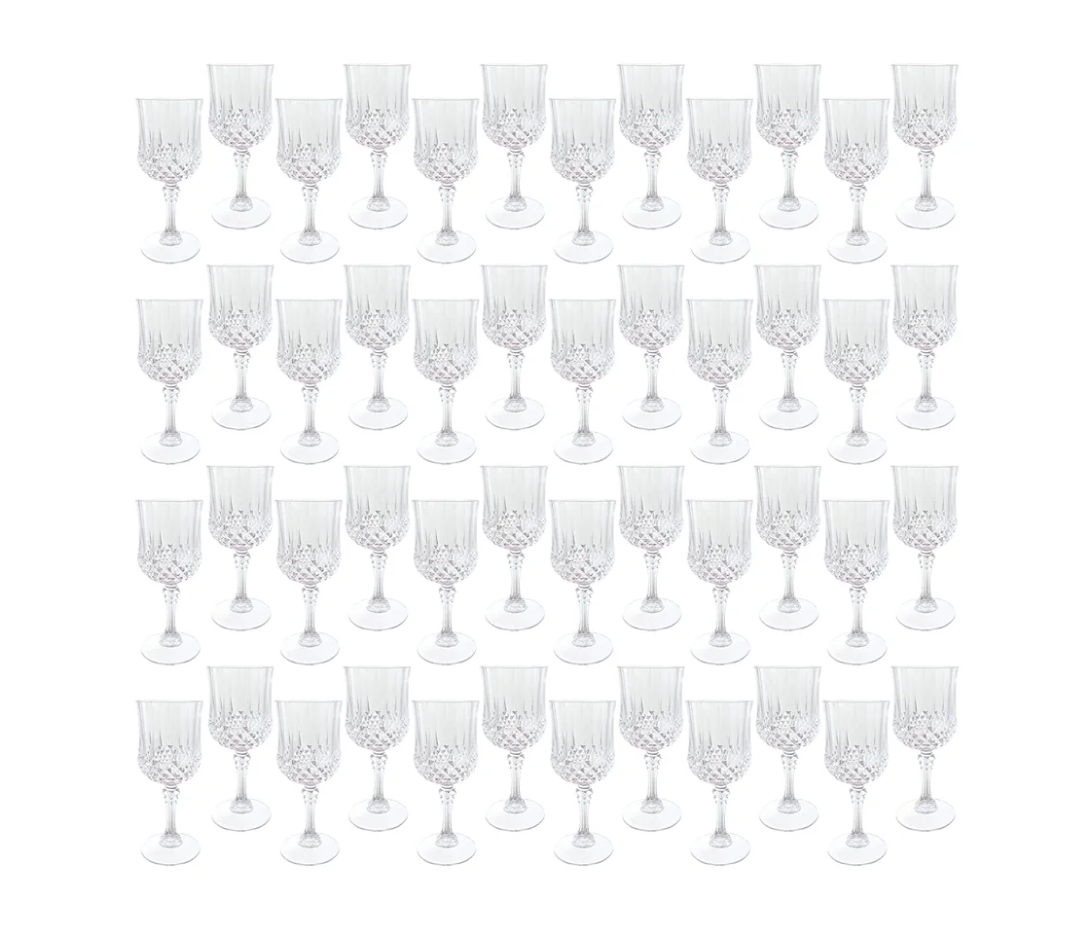 Plastic Wine Glasses，Plastic Goblets Vintage Style Cordial Drinking Glasses for Wedding Reception, Grand Event Party Supplies (47, Transparent)