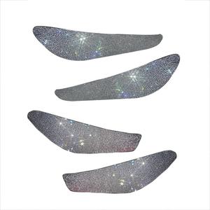 Riloer Bling Car Door Anti-Kick Pad, Crystal Car Door Protective Scratch-resistant Pad, Diamonds Anti-Collision Sticker(2 Pieces for Front Door and 2 Pieces for Back Seat Door)