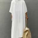 CHERRY CAT Women Beachwear Long Beach Coverups Casual Dress Solid White (White)