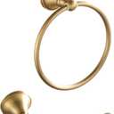 Leyden Antique Brass Toilet Paper Holder Towel Ring, Brass Hand Towel Holder Bathroom Accessories Set Retro Bathroom Hardware Tissue Toilet Roll Holder for Home or Kitchen, 2 Pieces