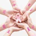 4 x Breast Cancer Face Tattoos Temporary Decal Glitter Pink Ribbon Breast Cancer Awareness Cheer Stickers for out Cheer Body Sports Accessories Dance Party (pink190