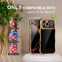 QVLANG for iPhone 16 Pro Max Case, Cute Wave Frame Curly Case, Plating Edge Soft Cover with Love Heart[1x Screen Protector] Soft TPU with[Full Camera Protection] Phone Cases for Women Girls, Black