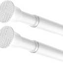 2 Pack Spring Tension Curtain Rod 32-62 inch, Adjustable Expandable Tension Curtain Rod No Drilling, Tension rods for Window Doorway Kitchen Curtain, White