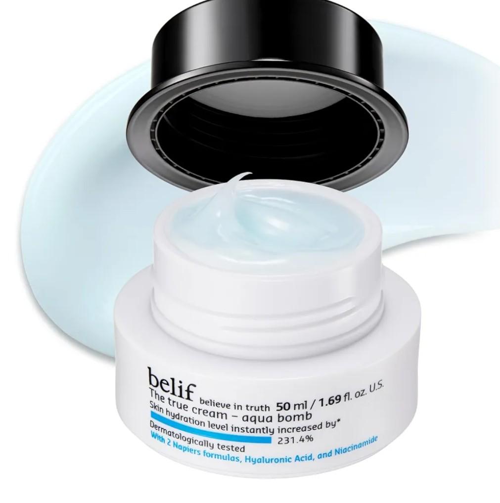 belif Aqua Bomb – Daily Niacinamide Hydrating Moisturizer, Lightweight Plumping Facial Cream with Hyaluronic Acid & Squalane, Cooling Effect, Anti-Aging, Korean Skincare, 1.68 fl oz (50ml)