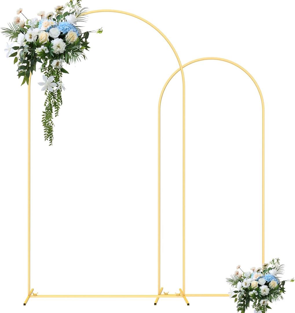 Gold Wedding Arch Backdrop Stand Set (6FT & 7.2FT) - Elegant Metal Frame for Parties, Celebrations, and Decor