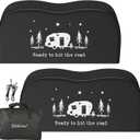 RV Tire Covers Dual Axle, Trailer Tire Covers 2 Pack, Fits 27"-30" Dia Tires, Waterproof Anti-UV Thickened PVC, Dual Axle RV Wheel Covers for Camper, Trailer, Truck (Black+Print, Small)