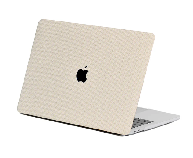MacBook Case in Beige Woven Faux Leather