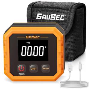 Rechargeable Digital Angle Finder, Digital Angle Gauge with Magnetic Back&Base, 0.1 Accuracy Protractor Inclinometer Woodworking Tools, IP54, 360 Flip Screen, for Construction, Machinery