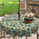 Outdoor/Indoor Round Tablecloth with Umbrella Hole Zipper, Decorative Circular Table Cover for Home Garden, 60 Inch, Fiesta Floral