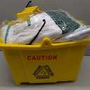 Side Press Wringer Combo Commercial Mop Bucket on Wheels, 35 Quart,Yellow, Including Commercial Mop and Rubber Gloves