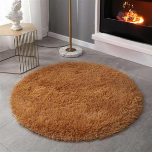 SK Studio Round Area Rugs for Bedroom Soft Fluffy Shaggy Circle Rugs Non-Slip Large Carpet for Living Room Dorm Kids Room Nursery Room Khaki, 24x24 Inch