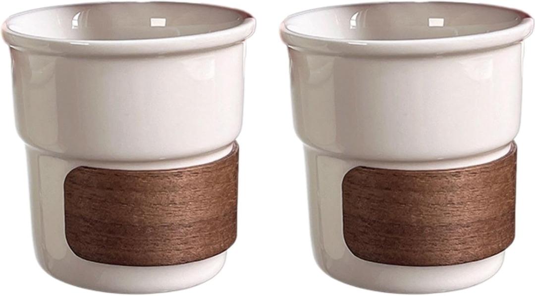 Ceramic Coffee Mug with Sleeve, 220ml Insulated Latte Cup, Minimalist White, Microwave and Dishwasher Safe  Perfect for Hot Beverages