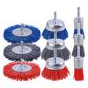 Rocaris 9 Pack Nylon Filament Abrasive Wire Brush Wheel & Cup Brush Set with 1/4 Inch Hex Shank, for Removal of Rust/Corrosion/Paint - 80 Grit, 120 Grit, 240 Grit