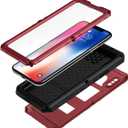 seacosmo Waterproof Case for Phone X Built in a Screen Protector, 360 Full Body Protective Cover, Military Grade Rugged Heavy Duty Shell, Shockproof Drop Resistant Defender, Red