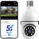 Light Bulb Camera Outdoor, 5G&2.4GHz Wireless Lightbulb Security Cameras for Home Security, Two-Way Talk, Color Night Vision, Human Detection, 2-IN-1 Bulb Security Camera Compatible with Alexa (1Pack)