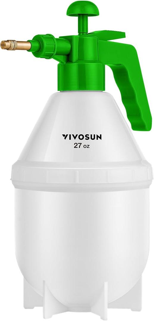 VIVOSUN 0.2 Gallon Handheld Garden Pump Sprayer, 27 oz Gallon Lawn & Garden Pressure Water Spray Bottle with Adjustable Brass Nozzle, for Plants and Other Cleaning Solutions (0.8L Green)