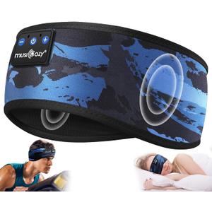 MUSICOZY Sleep Headphones Bluetooth 5.4 Headband, Wireless Earphones Music Sleep Earbuds Sleeping Eye Mask with HD Stereo Speakers for Workout Running Travel Yoga, Ideal Gifts (Rainbow Lip)