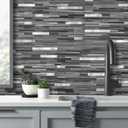 AULIGET 20 Sheets Peel and Stick Backsplash, Black & Grey Wood Look PVC Mixed Metal Stick on Backsplash Tiles for Kitchen