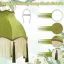 VIHOSE Victorian Scallop Lamp Shade Vintage Large 7.5" Top x 15.8" Bottom x 15 "High Replacement Lamp Shade with Tassels and Fringe Finial Fitting Bell Shape Scallop Fringe(Olive Green)
